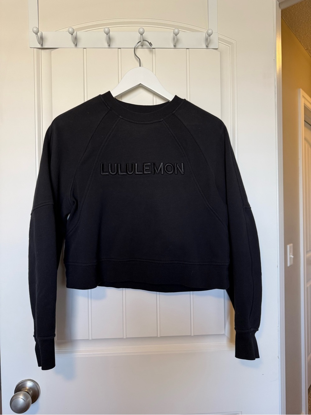 lululemon athletica Black Embossed Logo Crew Pullover